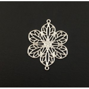 Connecteur filigrane fleur argent